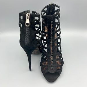 NIB DOLCE & GABBANA Suede Black Peep Toe Heels